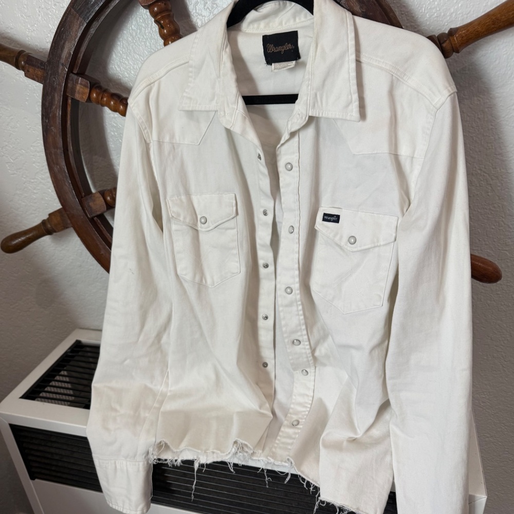 Wrangler Cropped Western Mens Large Button-Up Shirt